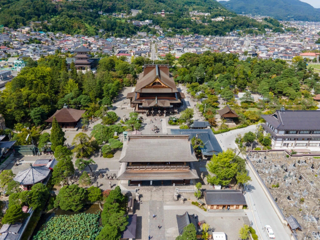 Main tourist attraction in Nagano City, Zenkoji Temple, famous Japan temple, must see in Nagano